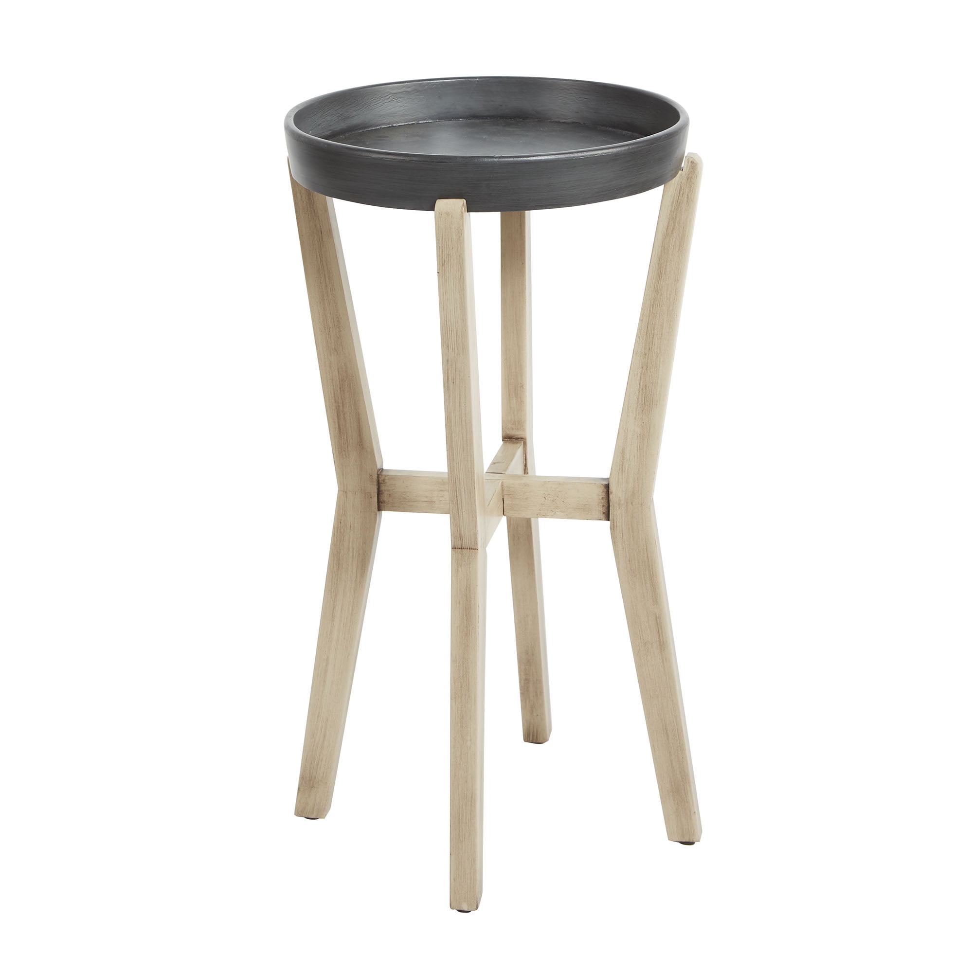 Alex Tall Round Accent Table with Wood Frame