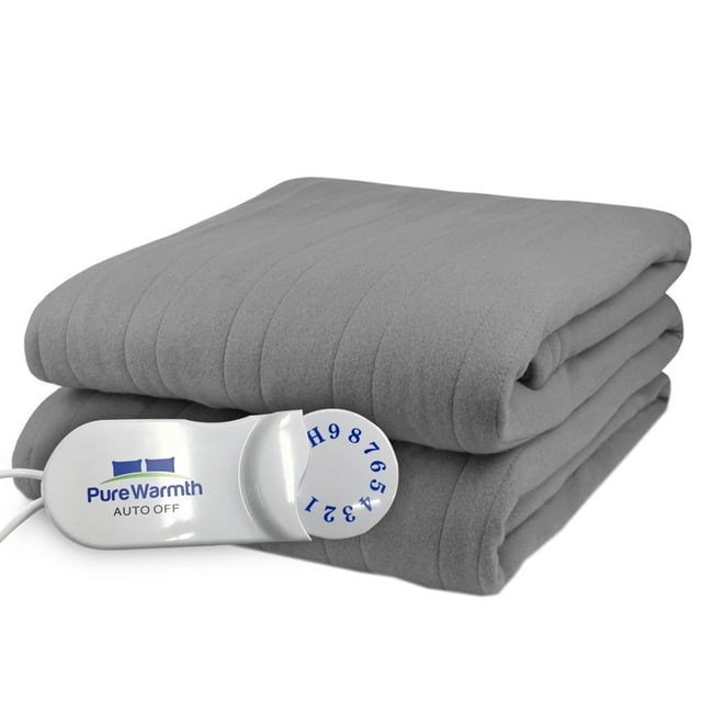 Pure Warmth Couverture Jetée Chauffante Électrique en Tricot Polaire Confortable Gris