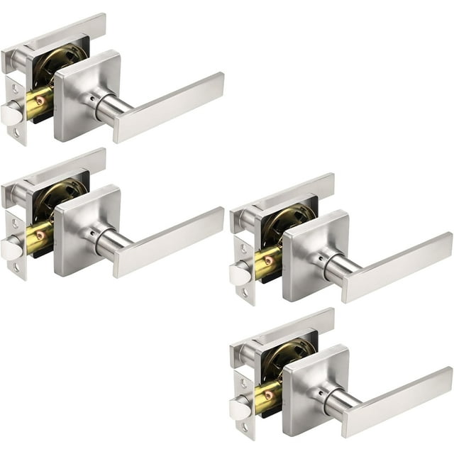 Satin Nickel Passage Door Handles Interior Brushed Nickel Door Handles Indoor Keyless Non-Locking Lever Set for Hallway or Closet Doors Reversible for Right/Left Handed Door