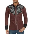 thumbnail image 3 of Men Button Up Shirt Vintage West Cowboy Turndown Collar Long Sleeve Shirts for Men Slim Fit Casual Shirt Men Graphic, 3 of 3