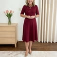 thumbnail image 3 of Quixlent Church Dress for Women Short Sleeve A Line Teacher Work Dress Casual Knee Length Business Office Dress, 3 of 8