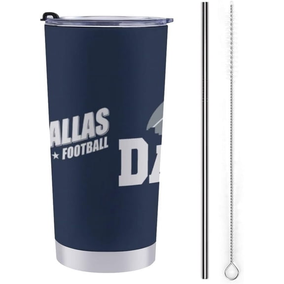 Rambler Stainless Steel Vacuum Insulated Tumbler Car Cup with Lid Funny Retro Solid Graphic for Dallas Football Skyline Star
