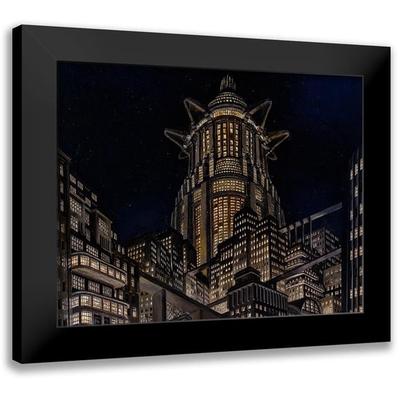 Hollywood Photo Archive 14x12 Black Modern Framed Museum Art Print Titled - Metropolis - Building Concept Art