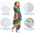 thumbnail image 7 of Colorful Tie Dye Floral Mandala Hooded Bath Towel，60"x35" for Ages 3 To 12 Kids, Quick Dry Lightweight Soft Microfiber Hood Beach Towel Cover Up for Kids, 7 of 7