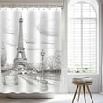thumbnail image 4 of Eiffel Tower Shower Curtain Paris Shower Curtains for Bathroom Retro Hand-Painted Sketch Style France Scenery Decor Set with 12 Hooks 72x72 inches (C), 4 of 5
