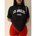 thumbnail image 1 of Casual Round-Neck Short-Sleeve T-Shirt with Minimalist English Letter Print tee top, 1 of 7