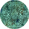 thumbnail image 1 of Ahgly Company Machine Washable Indoor Round Abstract Turquoise Blue Modern Area Rugs, 6' Round, 1 of 4