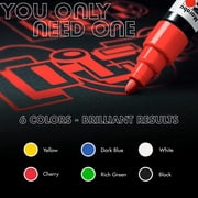 Marabu YONO Acrylic Paint Markers, 6 Basic Colors, 3mm Tip