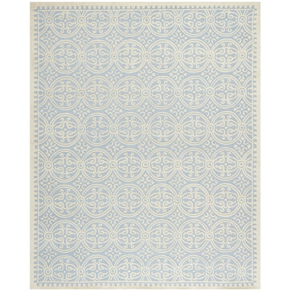 SAFAVIEH Cambridge Leslie Geometric Wool Area Rug, Light Blue/Ivory, 7'6" x 9'6"