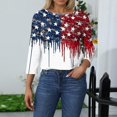 thumbnail image 3 of Iaqnaocc 4th Of July Shirts for Women 3/4 Sleeve Patriotic Crew Neck Shirts Loose Fit American Flag Stars Fall Summer July 4th Celebration Tee Shirts White XL, 3 of 4