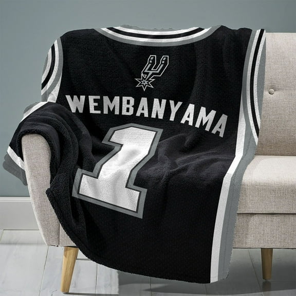Sleep Squad San Antonio Spurs Victor Wembanyama 60” x 80” Raschel Plush Blanket