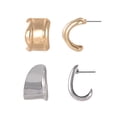 thumbnail image 4 of Time and Tru Goldtone and Silvertone 2-On Textured Wide Hoops Earring Set, 4 of 6