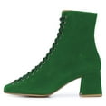 thumbnail image 2 of YDN Women Round Toe Ankle Boot Lace up Chunky Mid Heels All Weather Stylish Zipper Booties Shoe Size 12 Green, 2 of 4