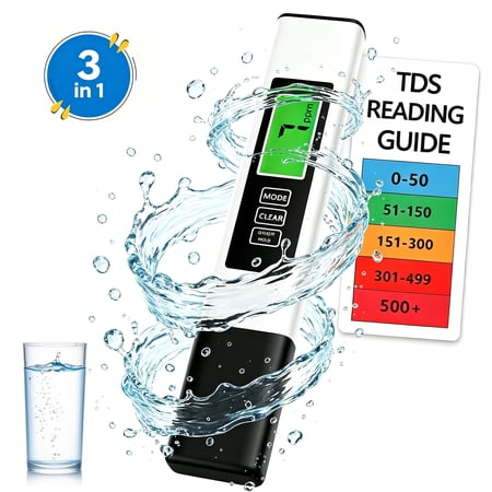 Asunby 3-in-1 Water Quality Tester – TDS Meter, EC & Temperature Monitor | 0-9990ppm Accuracy | for Drinking Water, Aquariums, Pools & RO Systems