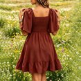 thumbnail image 5 of IUYRTFE Women's Flutter Sleeve Embroidered Mini Dress V Neck Tiered Ruffle Summer Casual A Line Dress, 5 of 6