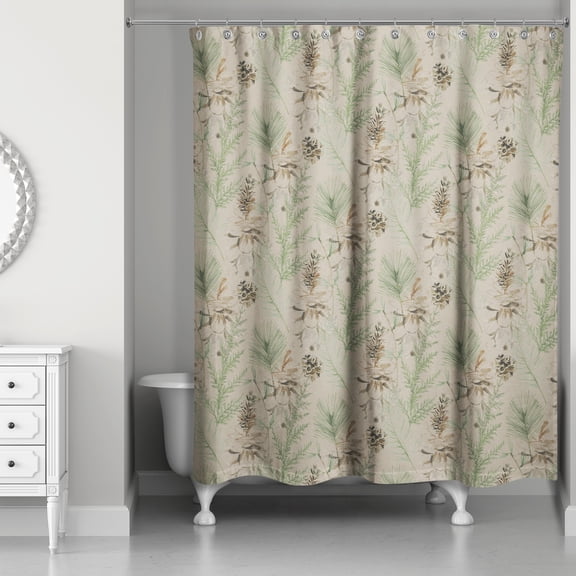 Creative Products Pine Cones and Greenery on Brown 71x74 Shower Curtain
