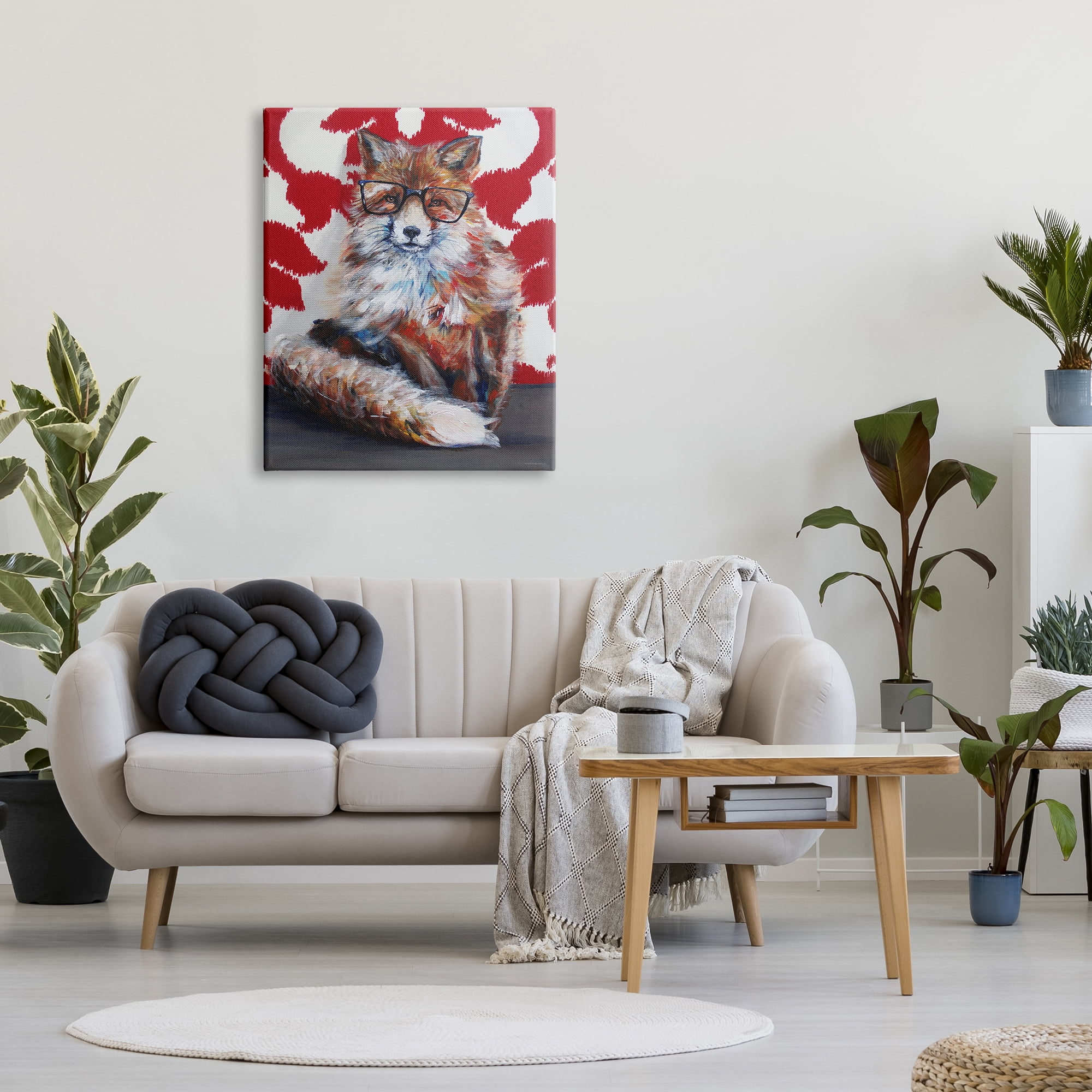 Stupell Industries Red Fox Black Frame Glasses Abstract Pattern Room, 30 x 40, Design by Kamdon Kreations