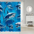 thumbnail image 2 of Manfei 3D Sea Shark Shower Curtain 72Wx78L, Horror Ocean Animal Bath Curtain, Deep Blue, 2 of 5
