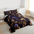 thumbnail image 3 of Feelyou Fashion Gold Leaf Bedding Comforter Set, Mystic Romantic Butterfly Twin Comforter Sets, Retro Flower Reversible Bedding Set, Microfiber Bedroom Decor, 2pcs, 3 of 8