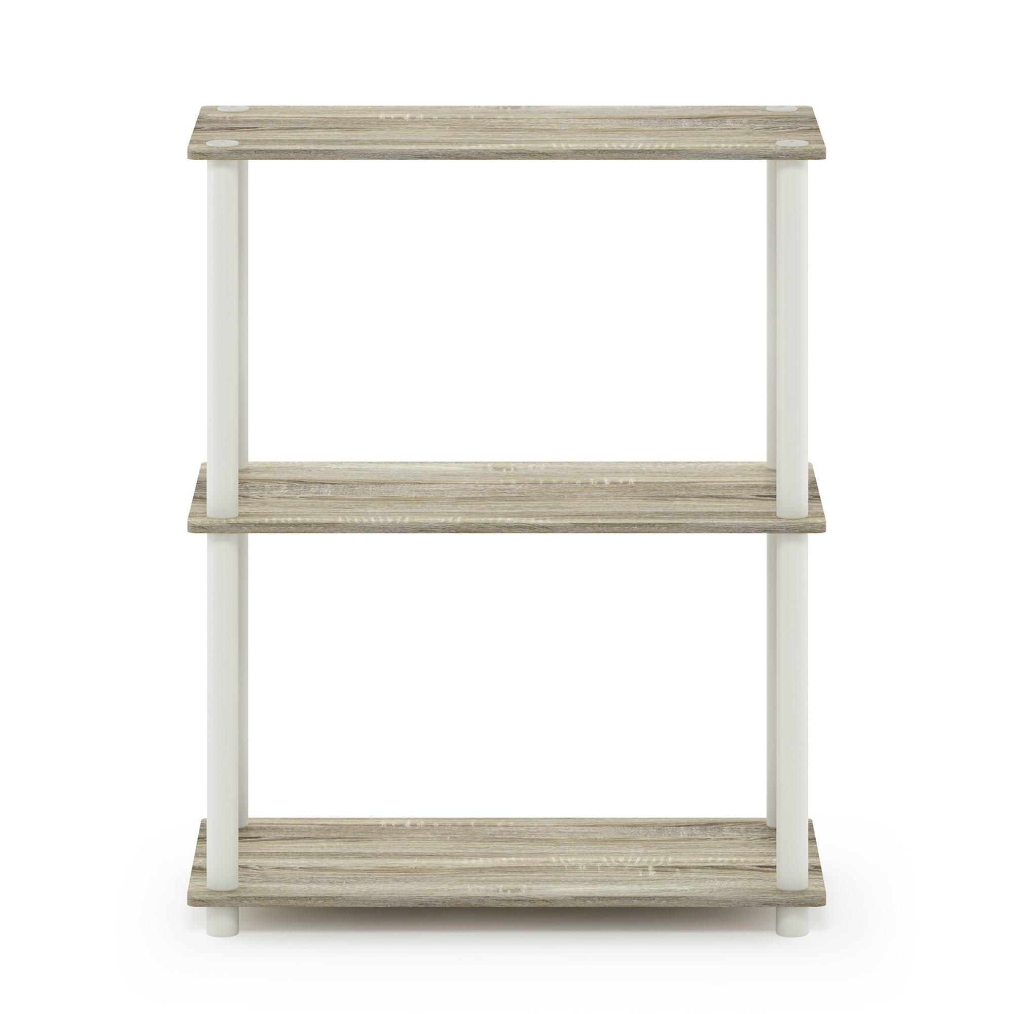 Furinno Wire 3-Tier Industrial Style Metal Frame End Table, Side Table, Finn Oak