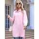 thumbnail image 4 of Vestido Camisero Informal para Mujer, Cuello en V, Botones, Larga, Holgado, Minivestido Rosa L, 4 of 8