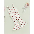 thumbnail image 3 of Douhoow Baby Girls Valentine's Day Clothes Sets Ribbed Heart Print Sleeveless Bodysuits+Flare Pants, 3 of 8