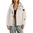 thumbnail image 6 of Women's Plus Size Rain Jackets Waterproof Loose And Hooded Windproof Outdoor Mountaineering Water- Full-zip Parka Casual Jacket, 6 of 8