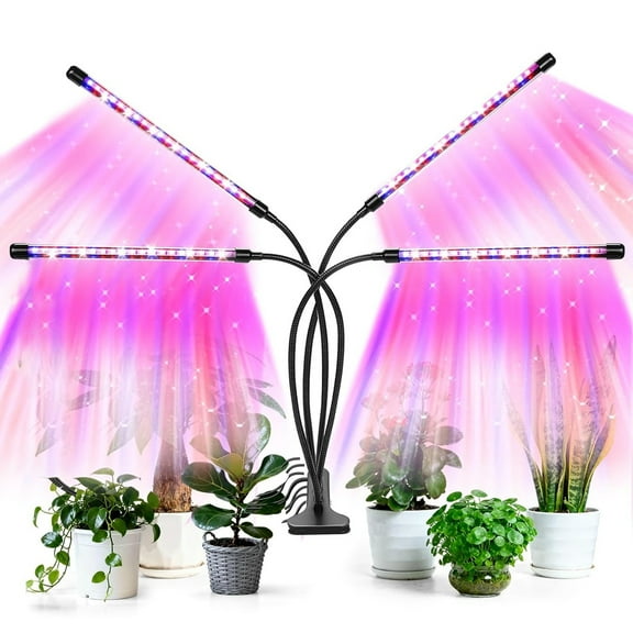 Grow Lights for Indoor Plants, Four Head LED Grow Light with Full Spectrum & Red White Spectrum for Indoor Plant Growing Lamp, Adjustable Gooseneck, Suitable for Plant