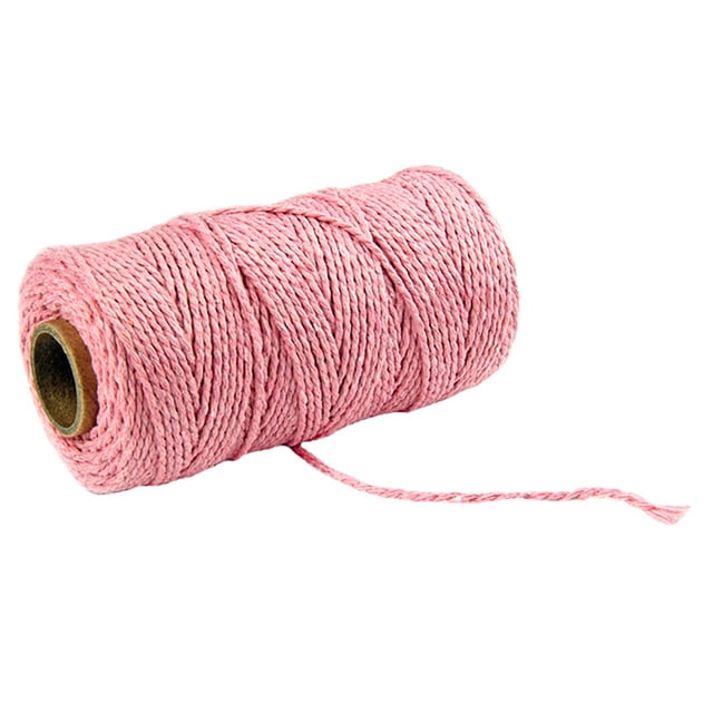 VONKY Cotton Cord Rope Crafts Macrame Artisan String Solid Color Cotton Yarn Rope Home Textiles 91.5m Light Pink