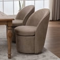 thumbnail image 4 of Kidol & Shellder Swivel Dining Chair with Solid Wood Frame Boucle Accent Chair with Back, Vanity Chair for Dressing Room, Comfy Living Room Seating, Easy Assembly, Coffee 2PCS, 4 of 14