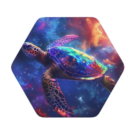 

Cauagu Starry Sky Turtle for Round Coaster Drink Coasters Set of 4 Leather Bar Beer Beverage Cup Mat for Drinks for Tabletop Protection & Coffee Table Decor