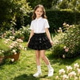 thumbnail image 6 of CPNG Girls Ruffled Layered Cake Skirt Sweet Elastic High Waist Solid Color A-line Casual Cute Skirts Princess Skirts(Black,6-7 Years), 6 of 8