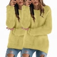 thumbnail image 2 of Towmus Solid Color Sweatshirt for Women Plus Size Sherpa Plush Lined Crewneck Sweatshirts Long Sleeve Pullover Oversized Warm Casual Tunic Tops S-5XL, 2 of 4