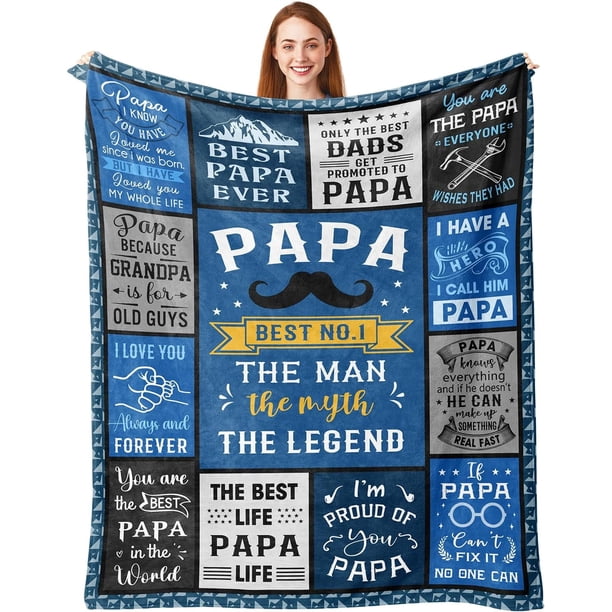 LHSHID Papa Gifts Papa Fathers Day/Birthday Gift Papa Gifts from Grandkids/Grandchildren Fathers Day/Christmas/Birthday Gifts for Papa/Grandpa/Grandfather Best Papa Ever Gifts Blanket 50x60in