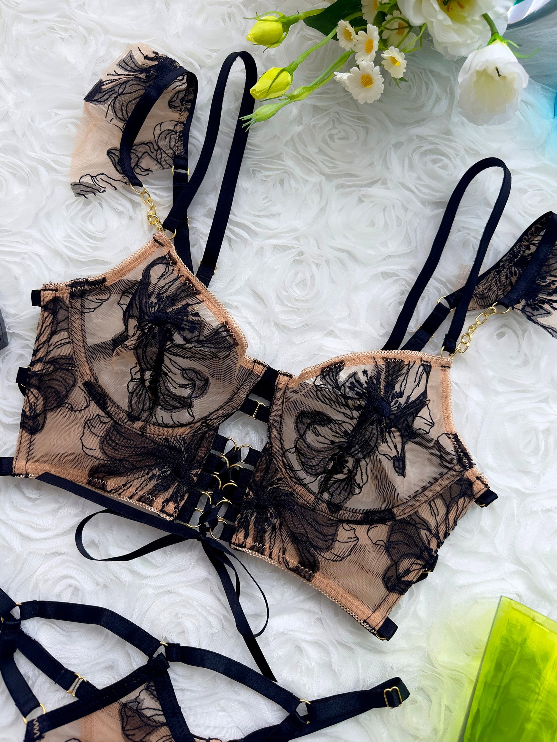 Diana Black Sculpting Body Lingerie Set (BLACK, 2XL)