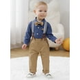 thumbnail image 3 of Baby Boy Clothes Outfit Formal Suits Newborn Print Romper Shirts Suspender Pants Hat Bowtie 4pcs, 3 of 21