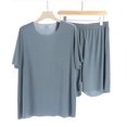 thumbnail image 4 of ZVNAΖH Pajama Sets Men, Men's Casual Solid Super Soft Comfty Sleepwear Set Crew Neck Short Sleeve Tops and Shorts 2 Piece, 4 of 4