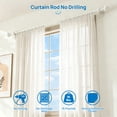 thumbnail image 2 of Sindcom No Drill Curtain Rods for Window 66 to 120 Inches, 5/8 Inch Diameter Renter Friendly Drapery Rod with Adhesive Brackets without Drilling, Adjustable from 27 to 130 Inches, White, 2 of 7