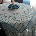 thumbnail image 4 of 70" Round Blue Tablecloth Printed, Round-1 pc +39" Square Overlay+6 Napkins Set, 4 of 11