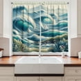 thumbnail image 2 of Ambesonne Nautical Kitchen Curtains, Swirling Huge Waves Boat, 55"x30", Reseda Green Teal and Blue, 2 of 3