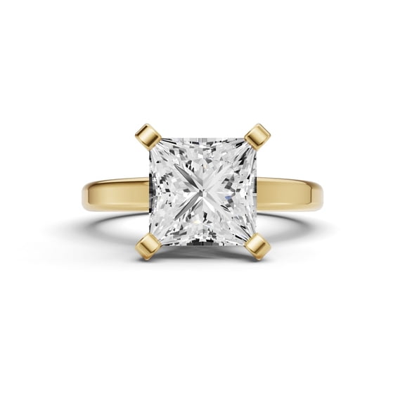 14K Yellow Gold Princess Cut Solitaire Diamond Engagement Ring VS1-VS2 Clarity E-F Color for Women, 0.50 Carat, Size-4.5