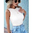 thumbnail image 4 of Women'S Tank Top Summer Casual Ribbed Knit Slim Fitted Basic Textured Sleeveless Shirts White L, 4 of 7