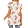 thumbnail image 5 of Nlife Women Floral Print Lace Crew Neck Short Sleeve Pleated T-Shirt, 5 of 5