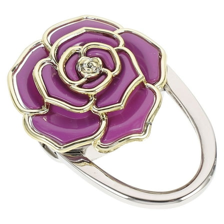Worgeous Rose Flower Shaped Folding Handbag Purse Bag Hanger Table Hook Holder Purple