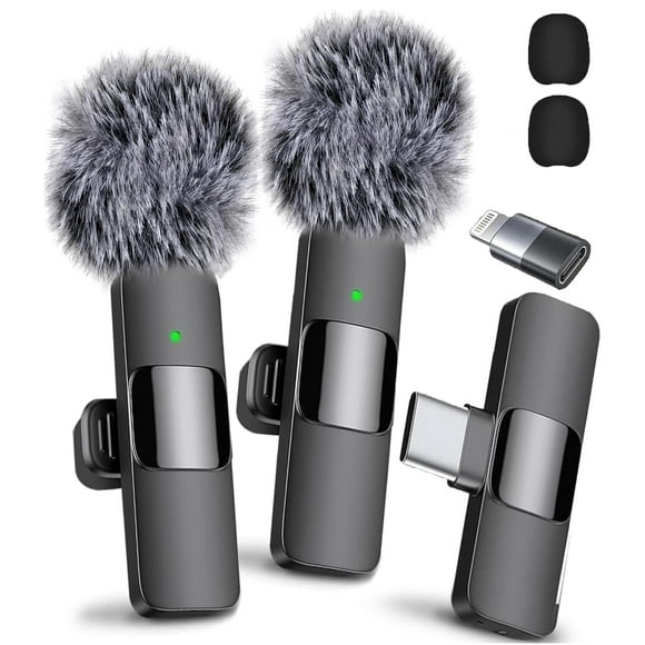 Micrófono inalámbrico Mini Mic Pro para iPhone, iPad, Android, micrófono Lavalier para grabación de vídeo, paquete de 2 micrófonos para iPhone, grabación nítida con USB-C para micrófono Podcast, ASMR,