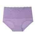 thumbnail image 4 of WBQ Women's High Waisted Lace Underwear Soft Full Coverage Briefs Tummy Control Panty Seamless Underpants Stretch Briefs Plus Size 3 Pack, 4 of 6