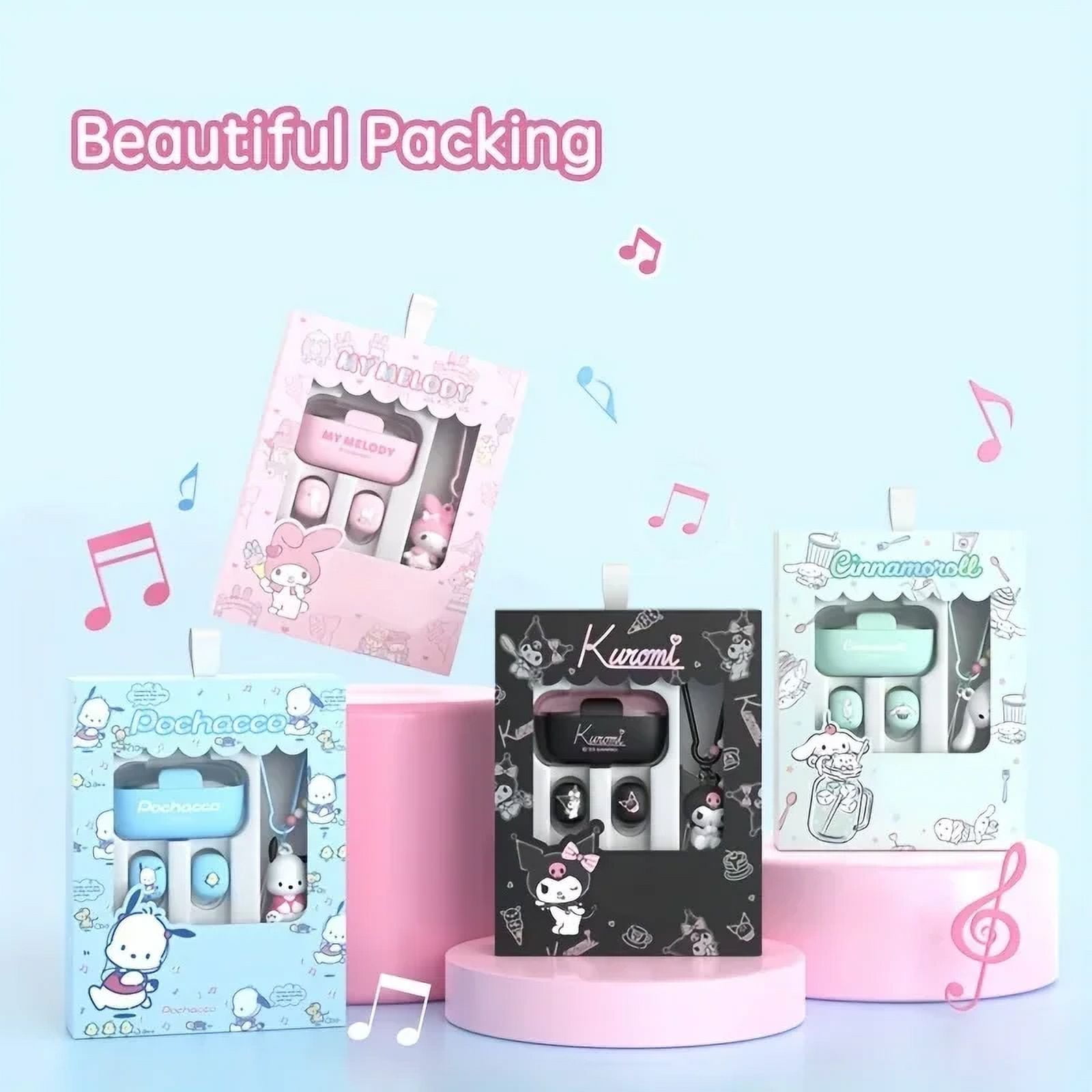 Sanrio Hello Kitty Kuromi Bluetooth Earbuds Cinnamoroll Melody Wireless Headphones Gifts