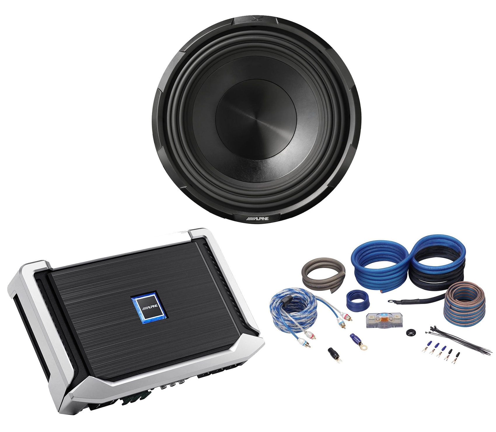 ALPINE XW10D4 10" 900 Watt RMS Car Subwoofer+ALPINE XA90M Amplifier