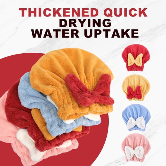 Coral Fleece Super Absorbent Hair Towel Wrap for Wet Hair, 2026 New Microfiber Hair Towel Wrap Women Quick-Drying Hair Towels, Soft Bow Tie Wet Hair Towels Wrap for Women Accessories (Red)
