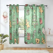 Yayeee Window Curtains Set of 2 for Living Room Light Filtering 63"x42", Christmas Cookies
